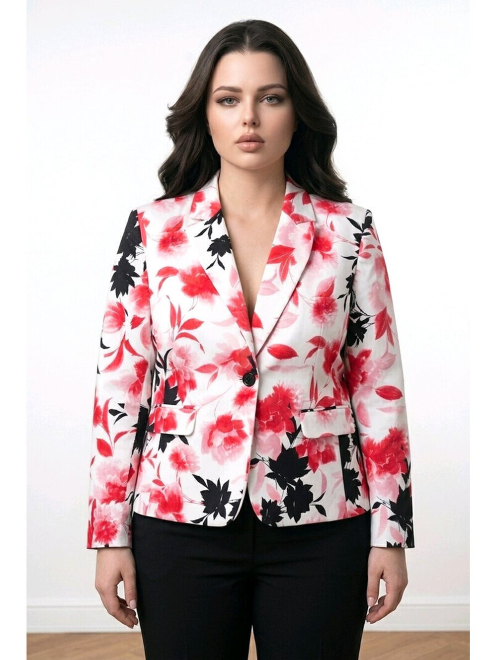 Tahari Arthur S. Levine Floral Print Single Button Blazer sz 16